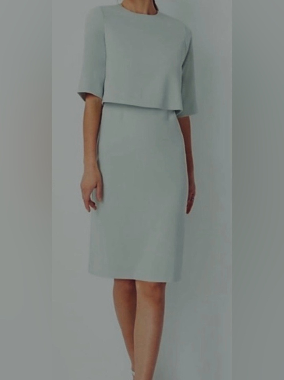 NWT Ann Taylor Overlay Midi Dress Elbow Sleeve mint wedding office party pastel